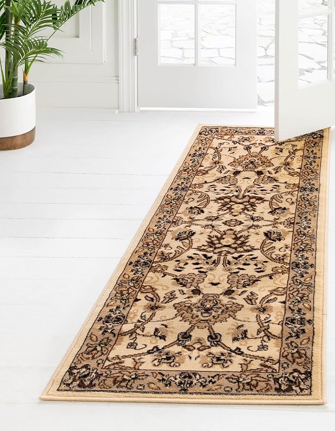 Unique Loom Sialk Hill Collection Area Rug - Washington (2' 7" x 10' Runner Ivory/Black)