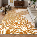 YIHOUSE Orange Rug for Living Room, 8×10 Modern Abstract Area Rug, Geometric Contemporary Wave Striped Rugs for Playroom Nursery, Washable Nonslip Large Rug for Bedroom Dining Room
