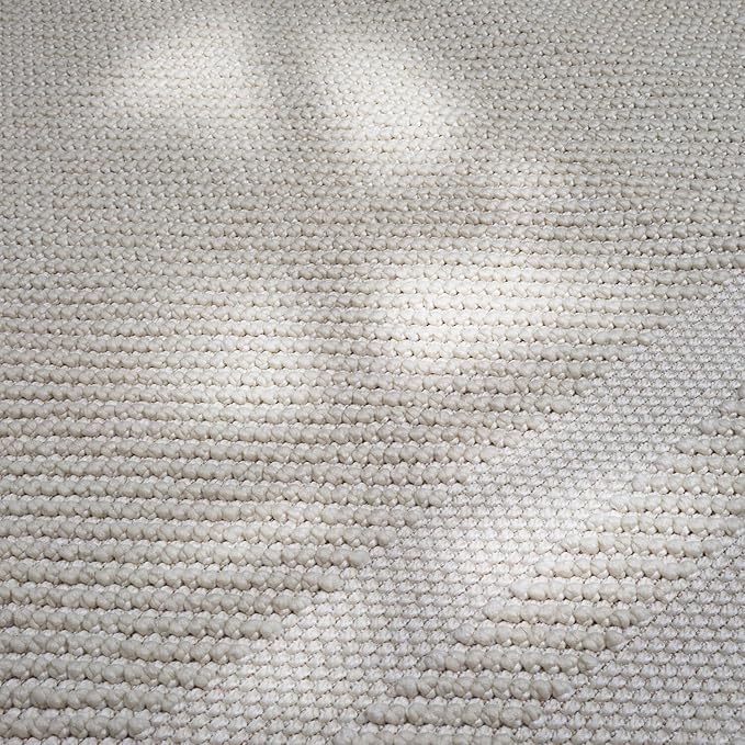 CAMILSON Micro Loop Rug 8x10 Modern Luxury Bordered Area Rugs Soft High and Low Pile Stain Resistant Easy-Cleaning Non-Shedding for Living Room Office Indoor Carpet (8 x 10 / White)