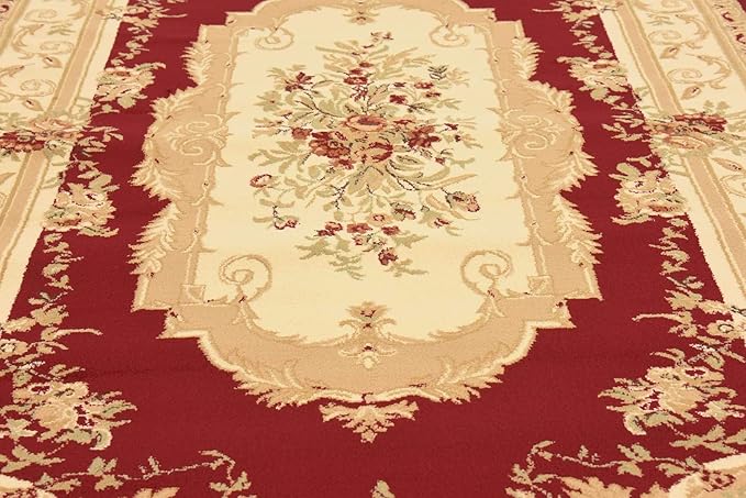Unique Loom Versailles Collection Traditional Classic Floral Motif Area Rug (6' 0 x 9' 0 Rectangular, Burgundy/ Ivory)