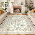 GarveeHome Beige Floral 9x12 Living Room Rugs Non Slip Washable Large Bedroom Throw Carpet Low Pile Butterfly Rug Soft Boho Bow and Flower Carpets for Nursery Home Decor, 9x12