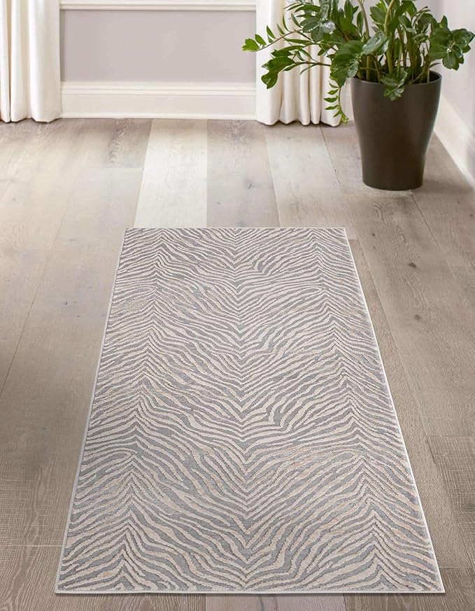 Unique Loom Finsbury Collection Area Rug - Meghan (2' 7" x 12' 2" Runner, Gray and Ivory)