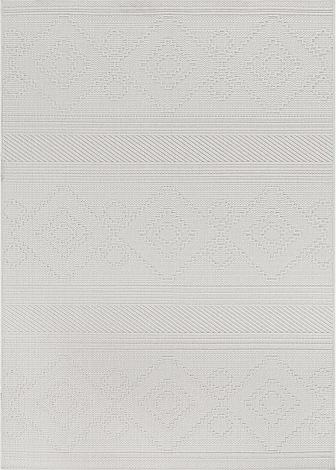 Beverly Rug Micro Loop Area Rug White 6x9 Modern Luxury Soft Boho Geometric Durable Indoor Area Rugs for Living Dining Room Office Stain Resistant Non Shedding Casual Indoor Carpet White 6 x 9
