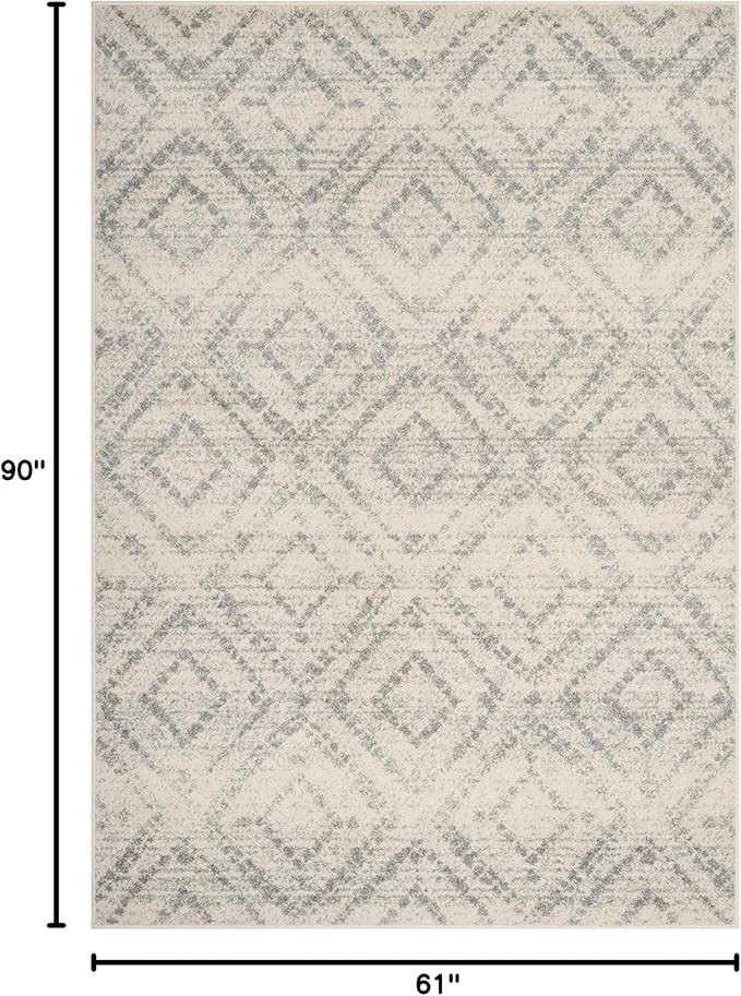 SAFAVIEH Adirondack Collection Area Rug - 5'1" x 7'6", Ivory & Light Blue, Modern Diamond Distressed Design, Non-Shedding & Easy Care, Ideal for High Traffic Areas in Living Room, Bedroom (ADR131T)