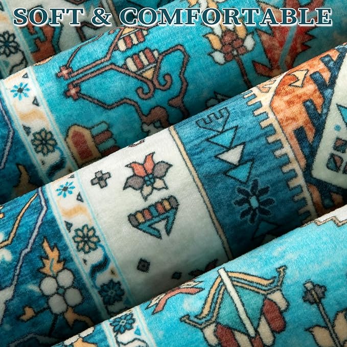 SERISSA Boho Rugs for Entryway, 2x3 Blue Entryway Rug Non-Slip Washable Small Area Rug, Ultra Soft Oriental Vintage Low-Pile Indoor Door Mat Floor Carpet for Entrance Bedroom Kitchen Bathroom