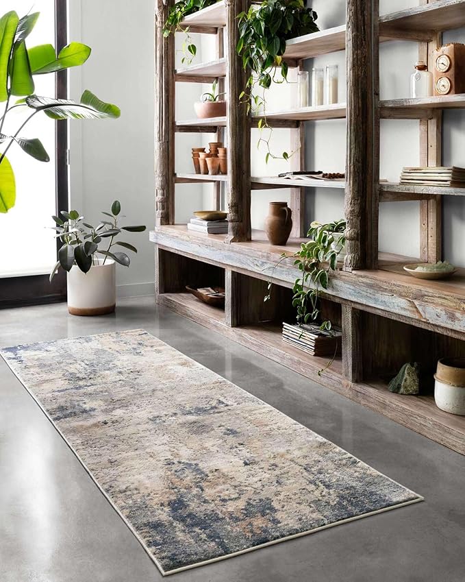 Loloi Teagan Collection TEA-06 Sand/Mist 2'-8" x 7'-6" Runner Rug, Large, Soft Neutral Rug, High-Traffic for Living Room, Bedroom, Home Office, Dining Area