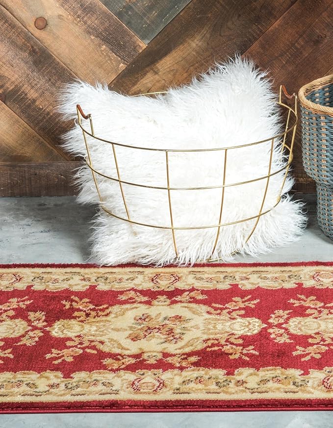 Rugs.com Chateau Collection Rug – 3' x 16' 5 Runner Red Medium Rug Perfect for Hallways, Entryways