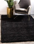Unique Loom Solid Shag Collection Area Rug (7' 10" x 10' Rectangle, Jet Black)