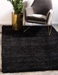 Unique Loom Solid Shag Collection Area Rug (7' 1" x 10' Rectangle, Jet Black)