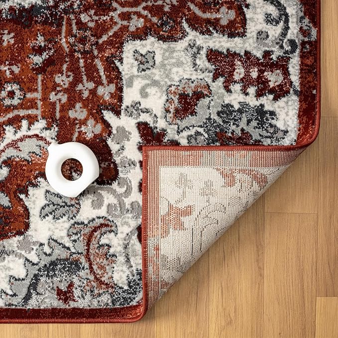 LUXE WEAVERS Moroccan Red 6x9 Medallion Area Rug for Living Rooms