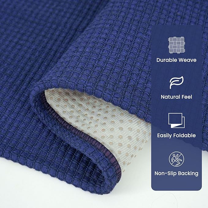 Braided Runner Rug 2.6x12 Ft Washable Runners for Hallways Kitchen Runner Rug Rubber Backed Cotton Extra Long Entryway Runner Indoor, Woven Carpet for Hall Entryway, Royal Blue/Navy