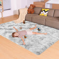 5x7 Tie-Dyed Grey Rugs for Living Room Bedroom, Fluffy Large Area Rug Soft Shag Non-Slip Carpet for Kids Boys and Girls Room Dorm Home Decor (5ft x 7ft)
