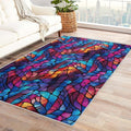 Abstract Rug, 6x8 Rug, Stained Glass Rugs for Living Room Bedroom, Modern Large Area Rug, Washable Rug Non Slip Soft Indoor Carpet, Kids and Pets Friendly, Abstract Home & Room Decor