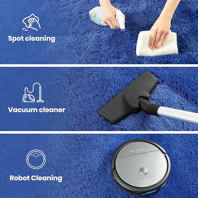 Zentavio Bedside Rugs Small 2x3 Shag Entry Entrance Rugs Soft Boys Bedroom Carpet Navy Area Rugs for Dorm College Essentials Non-Slip Living Room Throw Rug Home Decor Aesthetic Nursery Blue