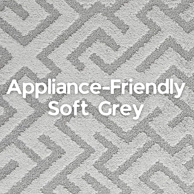 17ft Runner Rug by Custom Length - Deco Grey | Non-Slip Rubber Backed | Washable & Pet Friendly | Edge Bound