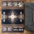 YHSF South West Native American Area Rug C318 - Easy Clean, Thick, Soft, Durable Native Tribal American Indian Inspired Rug for Bedroom/Living Room and More - Black, 8 Feet x 10 Feet