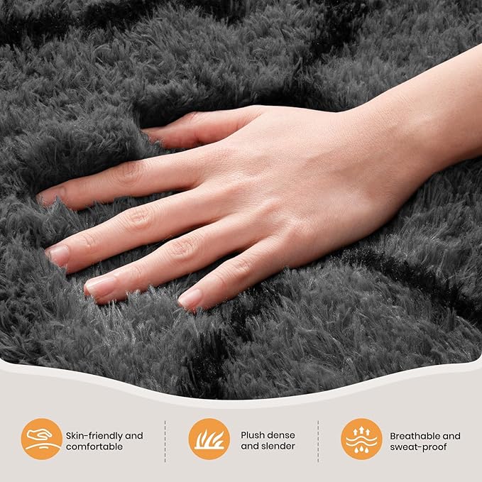 Zentavio Area Rugs for Living Room Large Rugs for Bedroom 6x9 Carpet Fluffy Fuzzy Soft Shag Aesthetic Plush High Pile Gray Throw Rug for Nursery Kids Room Dorm Triangle Grey