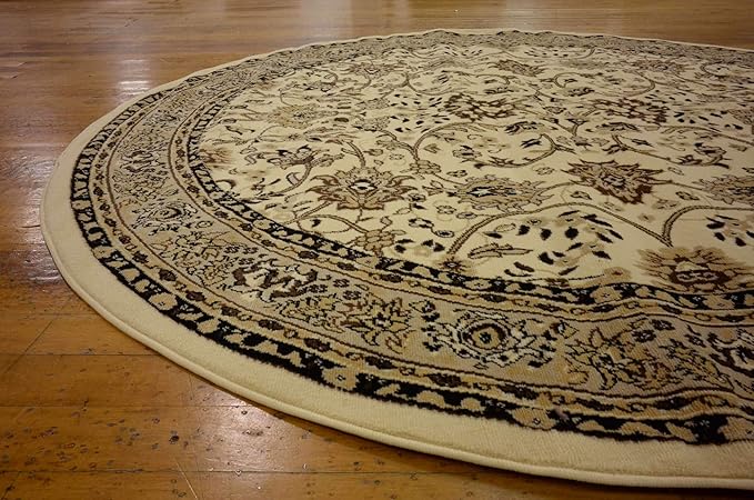 Unique Loom Sialk Hill Collection Area Rug - Washington (7' 10" Round Ivory/Black)