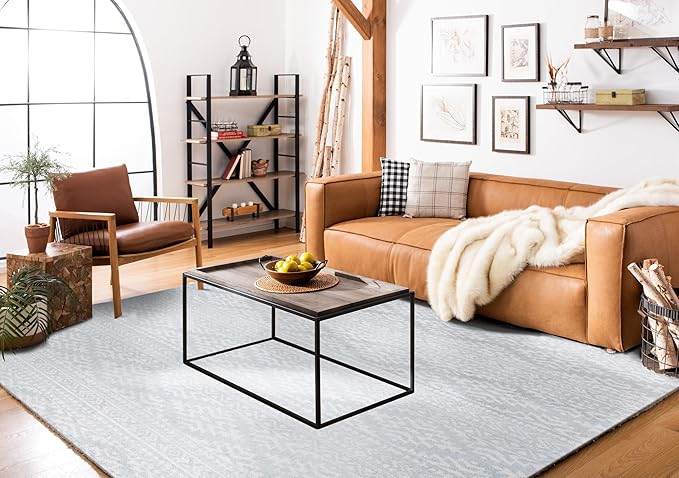 SAFAVIEH Area Rug 6x9 - Tulum Collection - Light Grey & Ivory, Moroccan Boho Tribal Design, Non-Shedding & Easy to Clean, Ideal for Living Room, Bedroom, Dining Space (TUL272F)