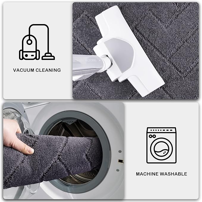 PURRUGS Dirt Trapping Door Mat 24" x 59", Non-Slip Machine Washable Entry Rug, Shoe Scraper, Dog Doormat, Super Absorbent Welcome Mat for Front & Back Door, Muddy Wet Shoes & Paws, Grey