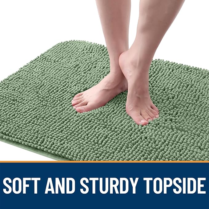 OLANLY Dog Door Mat for Muddy Paws 54x24, Absorbs Moisture and Dirt, Absorbent Non-Slip Washable Doormat, Quick Dry Chenille Mud Mat, Entry Indoor Entryway Carpet for Inside Floor, Olive Green