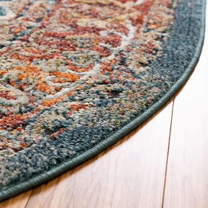 Unique Loom Isabella Collection Area Rug - Rossellini (5' 1" Round, Rust Red/ Beige)