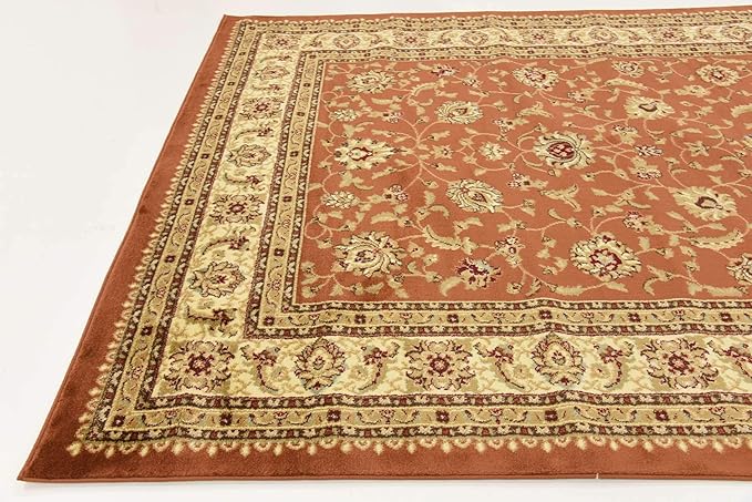 Unique Loom Voyage Collection Traditional Oriental Classic Intricate Design Area Rug (7' 0 x 10' 0 Rectangular, Terracotta/Ivory)