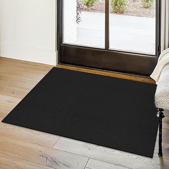 Small Braided Rugs 2x3 Ft Area Rugs for Entryway Boho Washable Rug Non Slip Rubber Backed Throw Rugs Cotton Woven Door Mat Indoor Entrance Front Door Rugs for Foyer Kitchen, Black/Grey