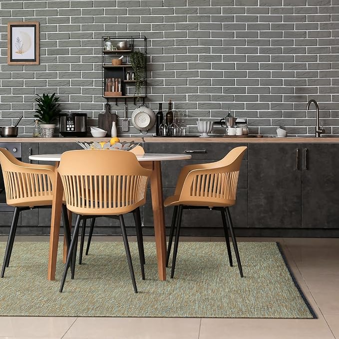 LUXE WEAVERS Modern Farmhouse Green 9x12 Washable Area Rug, Anti-Slip Diamond Pattern Carpet
