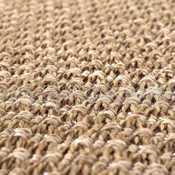 Easy Jute Rugs 5x7 Natural Color Living Room Indoor Outdoor Area Rug for Farmhouse Patio and Kitchen Rug High Traffic Washable Easy to Clean Solid Boho Woven Design Outside Carpet (5 x 7)