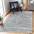 Wonnitar Moroccan Washable Rugs 4x6, Non-Slip Gray Living Room Area Rug, Boho Soft Large Rugs for Bedroom, Geometric Non-Shedding Thin Floor Carpet for Entry Kitchen Mud Room (Silver Grey,4'x6')