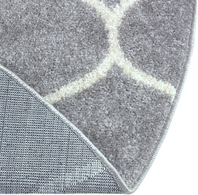 Rugs.com Lattice Frieze Collection Rug – 8' x 10' Oval Light Gray Medium Rug Perfect for Living Rooms, Large Dining Rooms, Open Floorplans