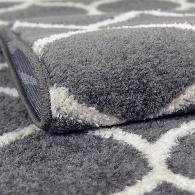 Rugs.com Lattice Frieze Collection Rug – 6' Square Dark Gray Medium Rug Perfect for Living Rooms, Kitchens, Entryways
