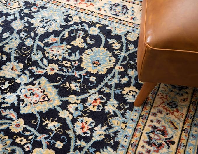 Unique Loom Sialk Hill Collection Area Rug - Washington (7' 1" x 10' Rectangle Navy Blue/Cream)