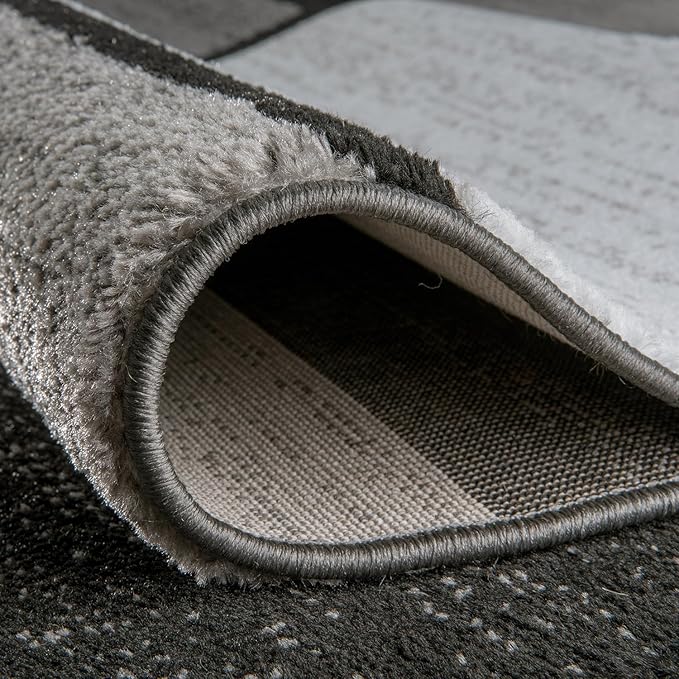 Rugshop Contemporary Modern Boxes for Home Office,Living Room,Bedroom,Kitchen Non Shedding Area Rug 6' 6" Gray (6' 6" Diameter)
