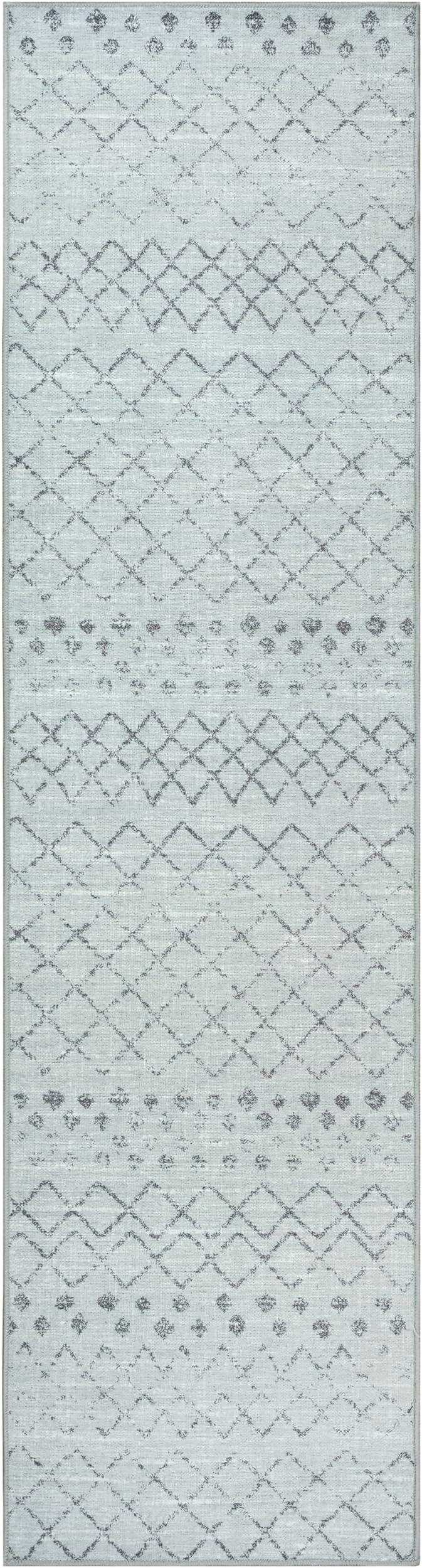 GLN Rugs Contemporary Collection - Machine Washable Area Rug, Contemporary Washable, Non Slip, Low Pile Chenille Rug, Living Room, Bedroom, Kitchen Rug (2'6" x 10' Gray 0166)
