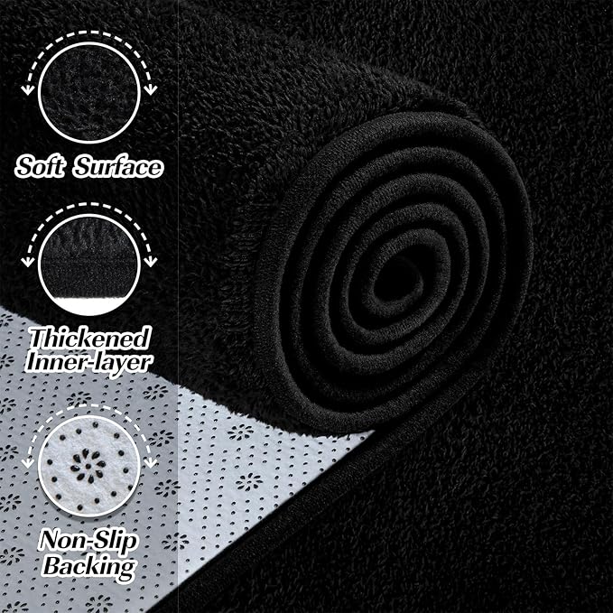 Large Area Rugs for Living Room Bedroom, 5x8 Feet Black Rug, Minimalist Modern Shag Rug, Soft Thick Comfy Memory Foam Indoor Carpet, Non-Slip Washable Rug for Boys Girls Dorm Nursery Room Home Decor