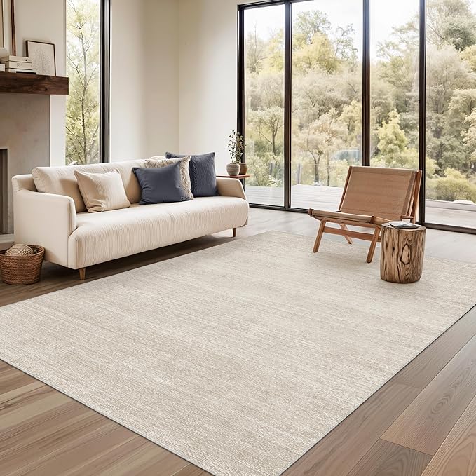 Valenrug Washable Rugs 5x8 - Stain Resistant 5x8 Area Rugs for Living Room, Non Slip Backing Printed Rugs for Bedroom, Folable Machine Washable Area Rug (5'x8', Beige)