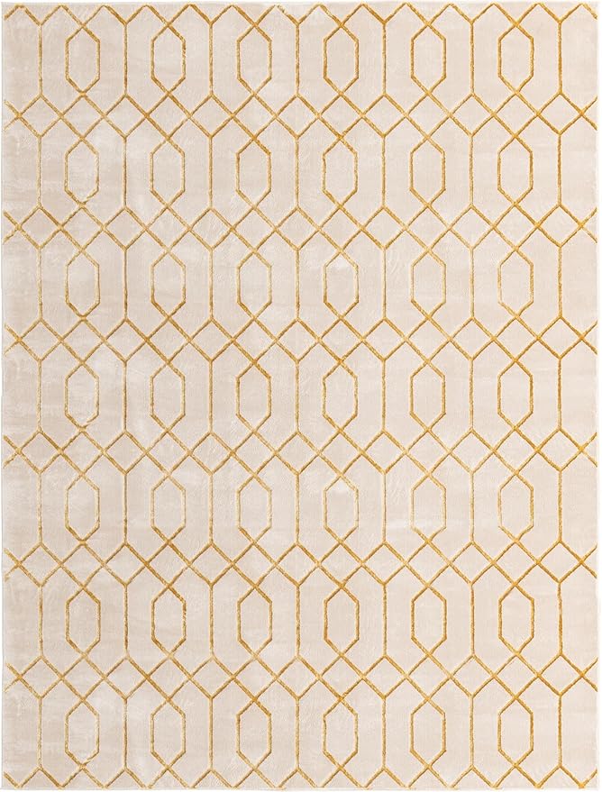 Marilyn Monroe Glam Collection Area Rug - Trellis (10'x 13' Rectangle, White Gold/ Gold)
