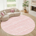 Nakagishi Round Rug Kitchen Washable Rugs: 8x8 Non-Slip Boho Soft Modern Stain Resistant Indoor Floor Neutral Farmhouse Throw Carpet for Hallway Bathroom Laundry Room Entryway Bedroom- Pink