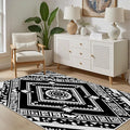 Area Rugs for Living Room 5x8, Moroccan Washable Low Pile Rug, Boho Neutral Farmhouse Ultra Soft Carpet for Bedroom Dining Room Home Decor, Geometric Print Tribal Carpets Black and White