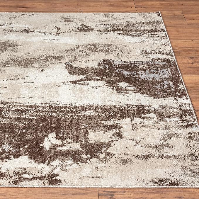 LUXE WEAVERS Euston Collection 7681 Brown 9x12 Modern Abstract Area Rug