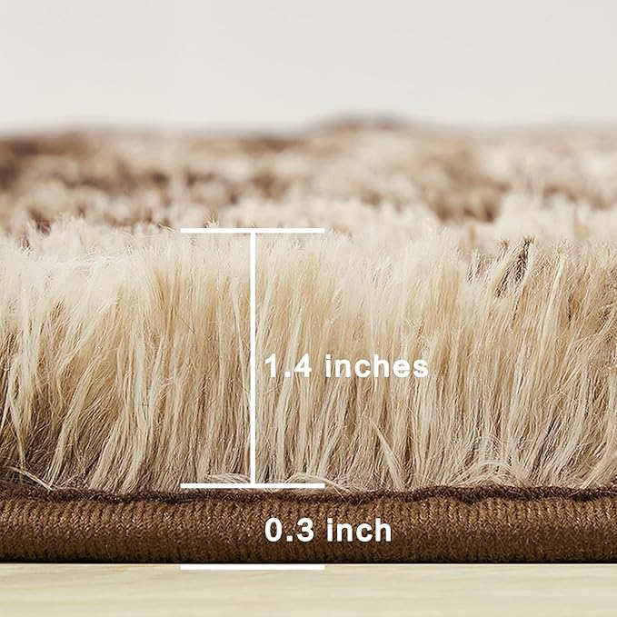 Andency 6x9 Area Rugs, Large Shag Fluffy Soft Shaggy Rugs for Living Room Bedroom, Non-Slip Tie-Dyed Brown Thick Plush Carpet for Kids Girls and Boys, Dorm Nursery Home Decor Aesthetic