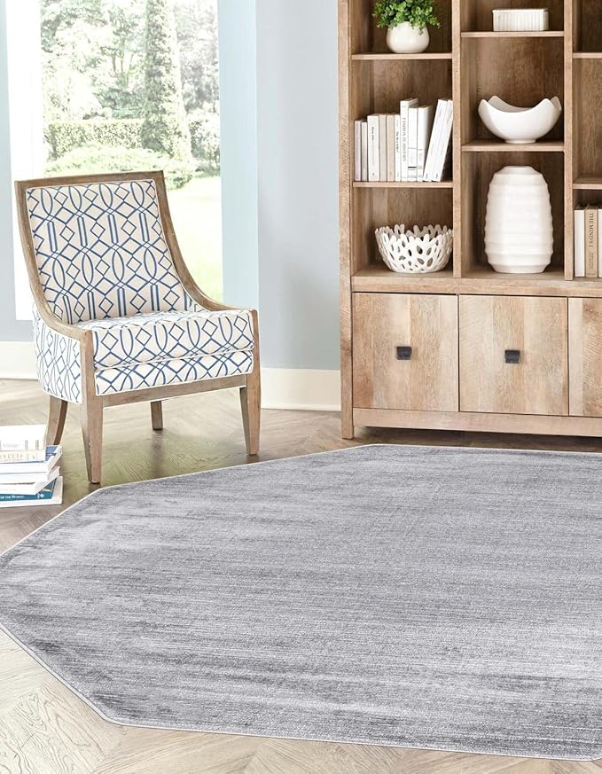 Unique Loom Finsbury Collection Area Rug - Kate (7' 10" Octagon, Gray/ Ivory)