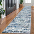 Modern Abstract Runner Rug 2x10, Grey Blue White Washable Long Kitchen Runner Non-Slip Soft Hallway Rug Runner Thin Print Faux Wool Carpet for Entryway Bedroom Laundry Room Indoor Home Decor