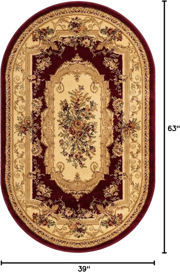 Rugs.com Chateau Collection Rug - 3' x 5' Oval Red Medium Pile Rug