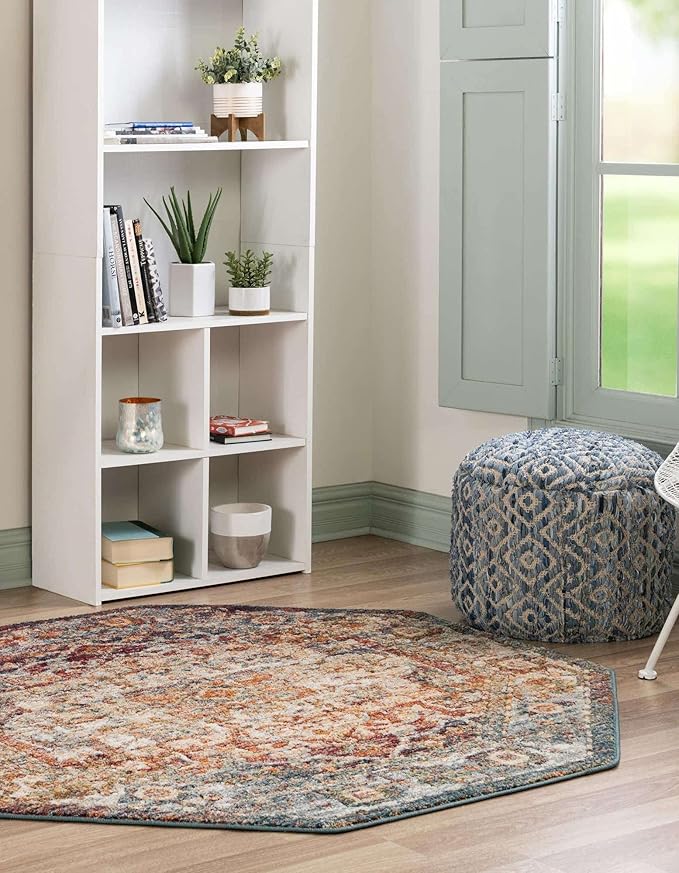 Unique Loom Isabella Collection Area Rug - Adjani (7' 10" Octagon, Multi/ Beige)