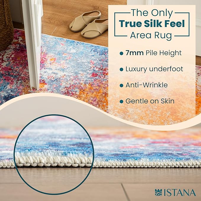 Istana Hallway Runner Rug 2.5x8 - Galaxy Kitchen Rugs Non Slip Washable -Silk's Soft Touch Carpet Runner - Stylish Rugs for Home