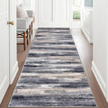 Modern Abstract Runner Rug 3x8, Grey Black Multi Washable Kitchen Runner Non-Slip Soft Hallway Rug Runner Thin Print Faux Wool Carpet for Entryway Bedroom Laundry Room Indoor Home Office Decor