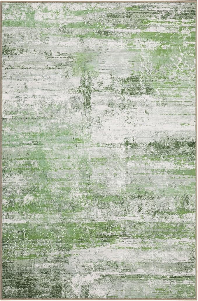 Abstract 5x7 Area Rug for Living Room Dining Room Office Bedroom Sage Green